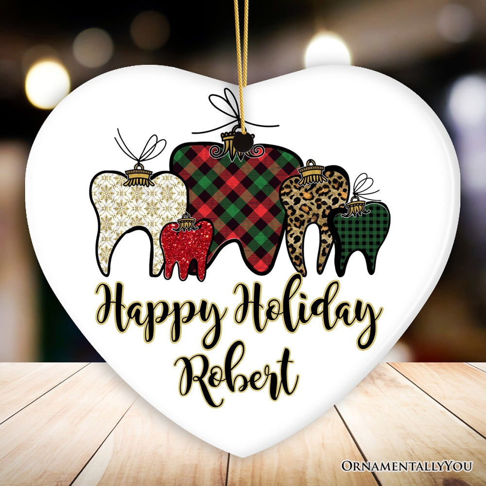 Dentist Buffalo Plaid  Personalized Christmas Ornament, Funny Dental Student Gift