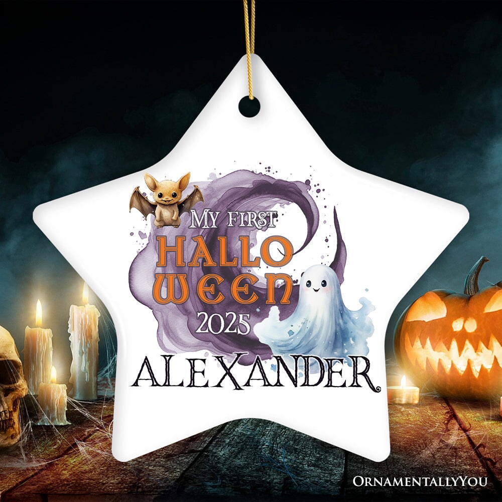 Fun & Spooky First Halloween Personalized Ornament, Cute Ghost Baby Custom Gift
