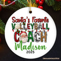 Santa’s Favorite Volleyball Coach Personalized Christmas Ornament, Custom Sports Appreciation Gift