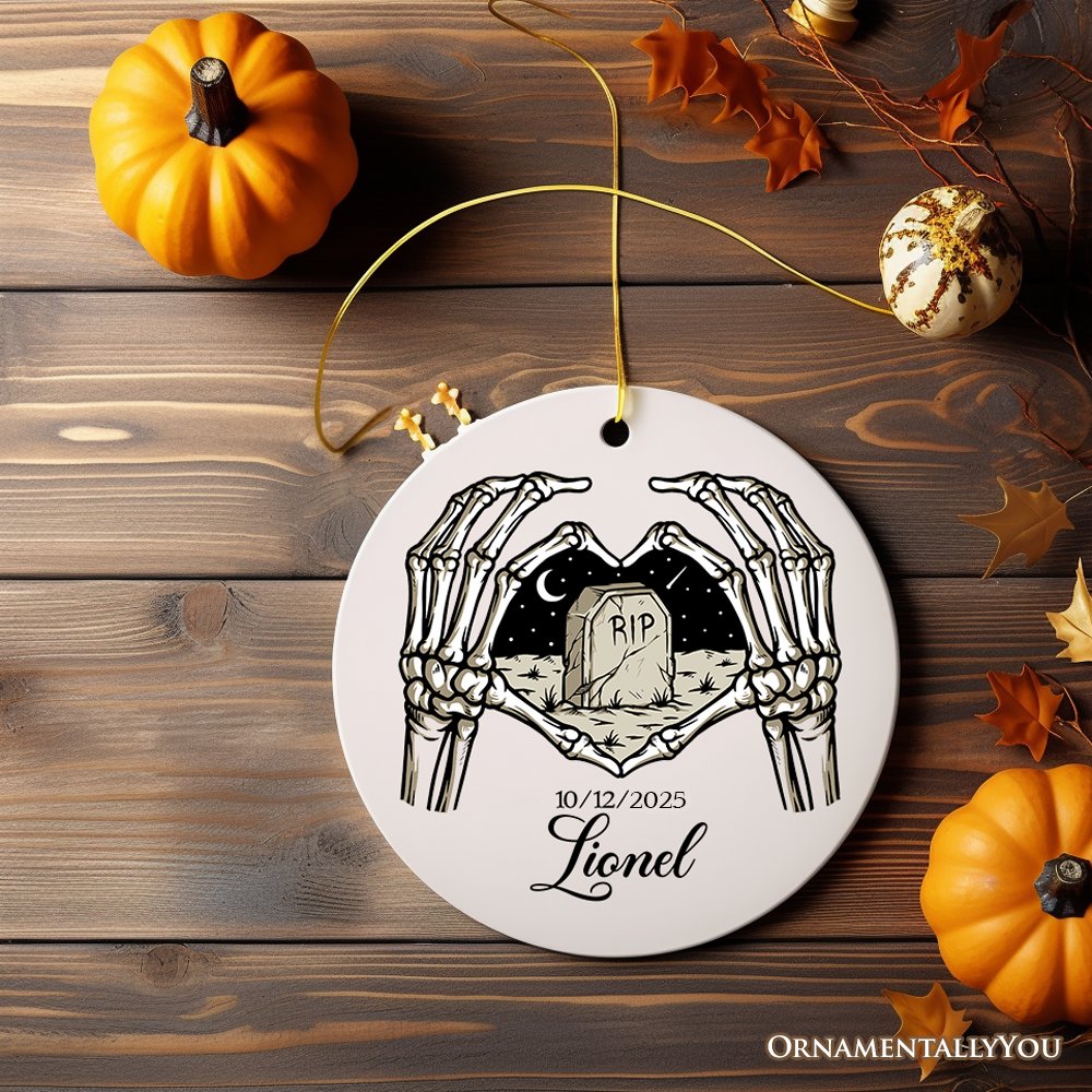 Rest In Peace Skeleton Keepsake Ornament, Halloween Themed Memorial Gift