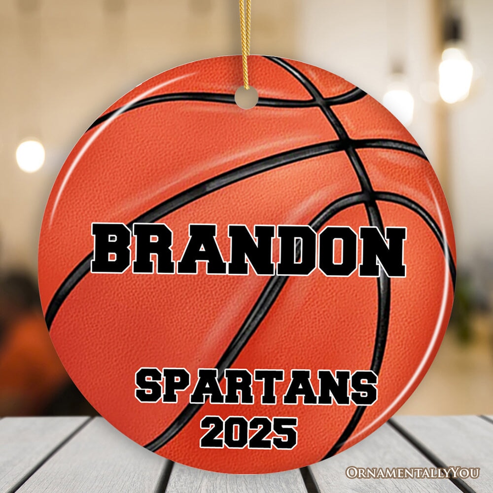 Personalized Basketball Christmas Ornament, Festive Holiday Theme with Name and Date