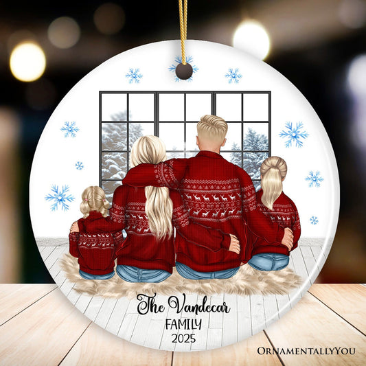 Family of Four Personalized Winter Theme Christmas Ornament