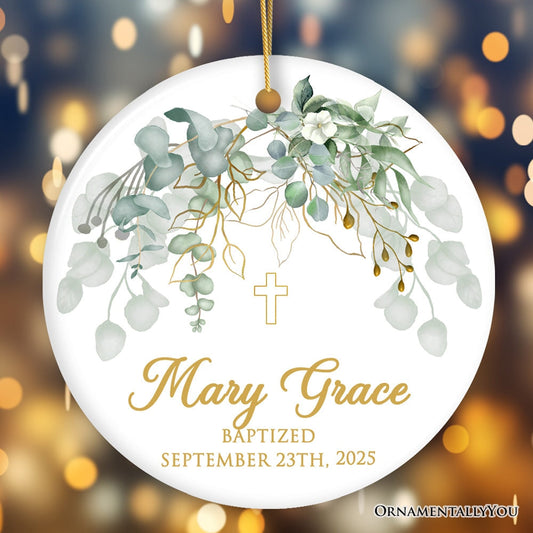 Elegant Baby Baptism Personalized Ornament, Christening Baptized Keepsake Gift