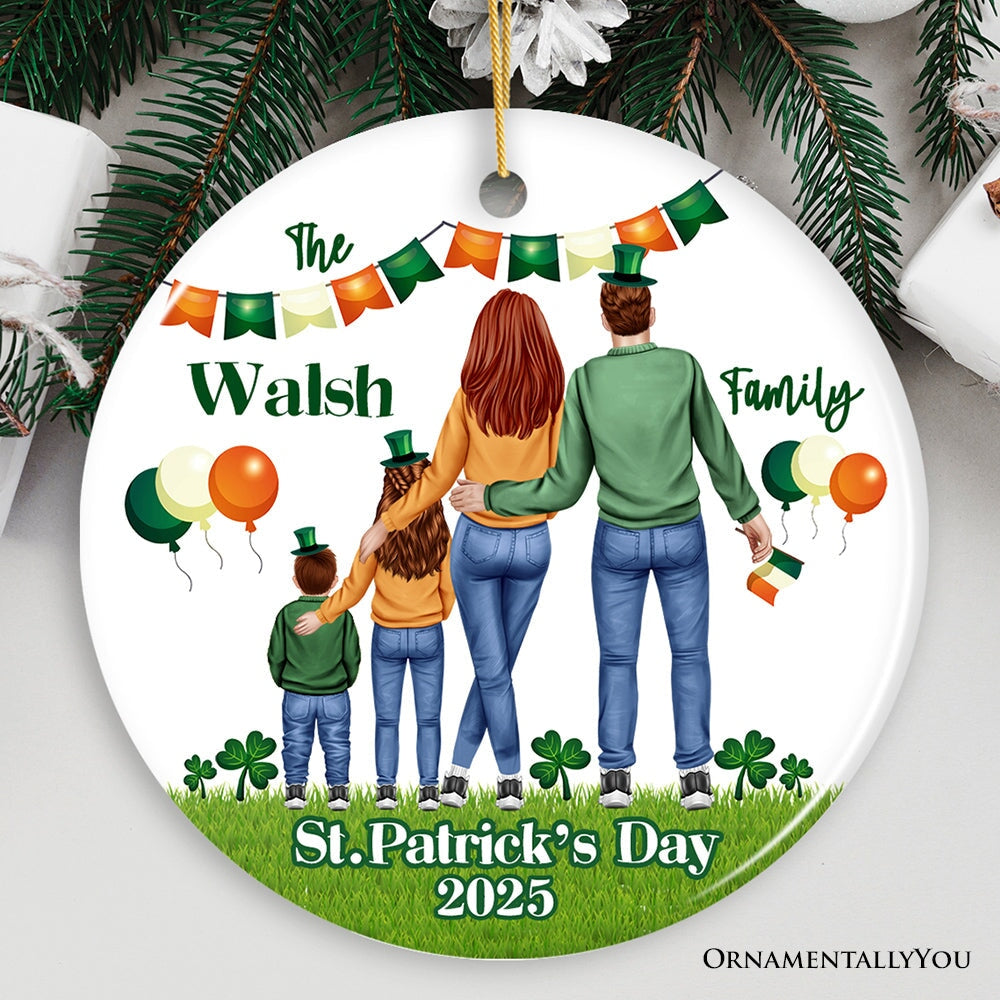 St Patricks Day Personalized Family Ornament, Irish Themed Customized Gift for St Pattys
