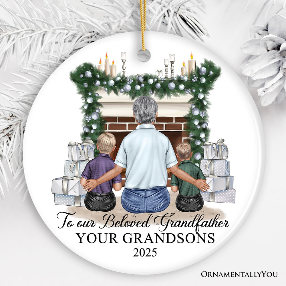 Grandpa and Grandsons Personalized Christmas Ornament, Grandfather Holiday Gift