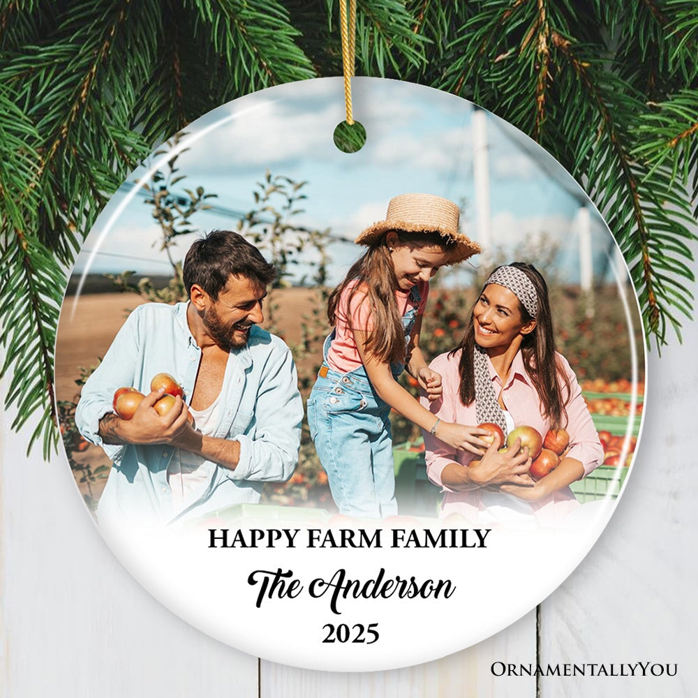 Farm Family Memories for the Fall and Autumn Personalized Photo Ornament, Customized Farmhouse Keepsake Gift