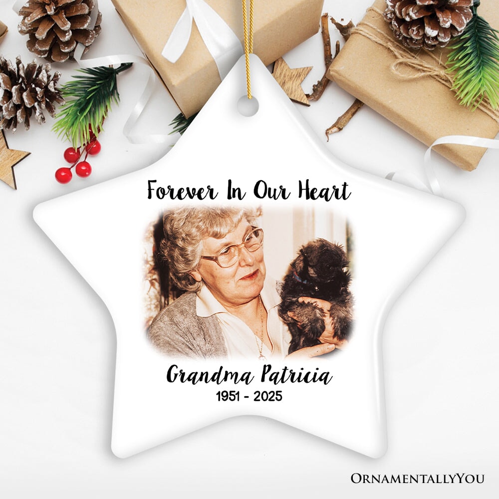 Personalized Memorial Photo Upload Ornament, In Loving Memory Death of a Loved One