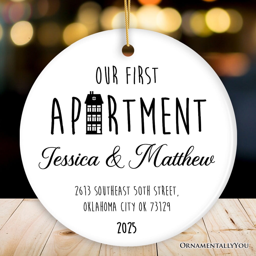 Our First Apartment Keepsake Personalized Ornament, 1st Home Themed Christmas Gift
