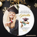 Personalized School Graduate Christmas Ornament, Picture Upload and Custom Name and Degree Keepsake