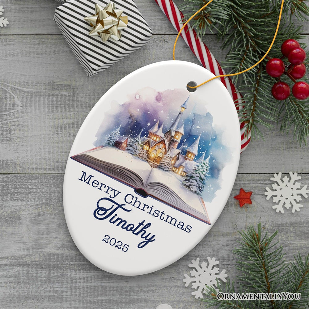 Magical Christmas Story Book, Watercolor Personalized Ornament