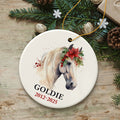 White Horse Personalized Ornament, Watercolor Artistic Christmas Gift With Custom Name and Date