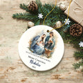 Watercolor Christmas Nativity Scene Personalized Ornament, Christian Holiday Gift