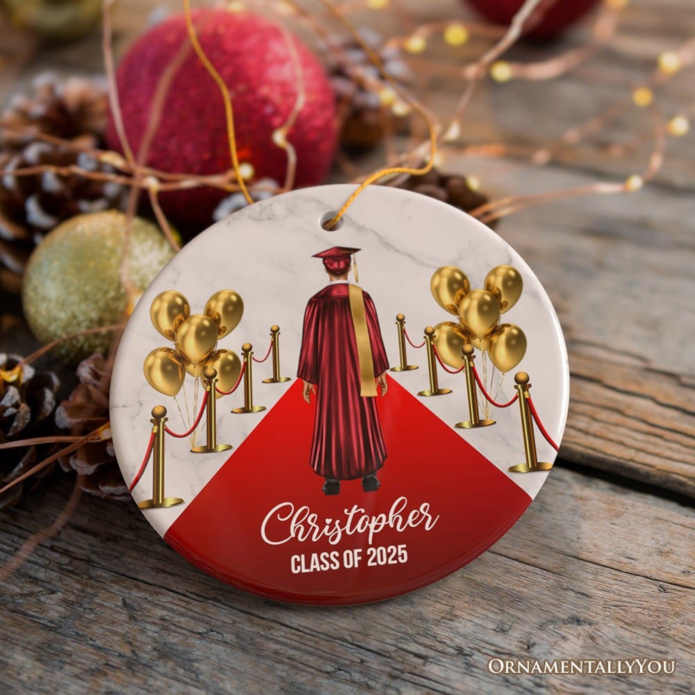 Personalized Male Graduation Ceremony Ornament, School Grad Teenage or Adult Boys Gift