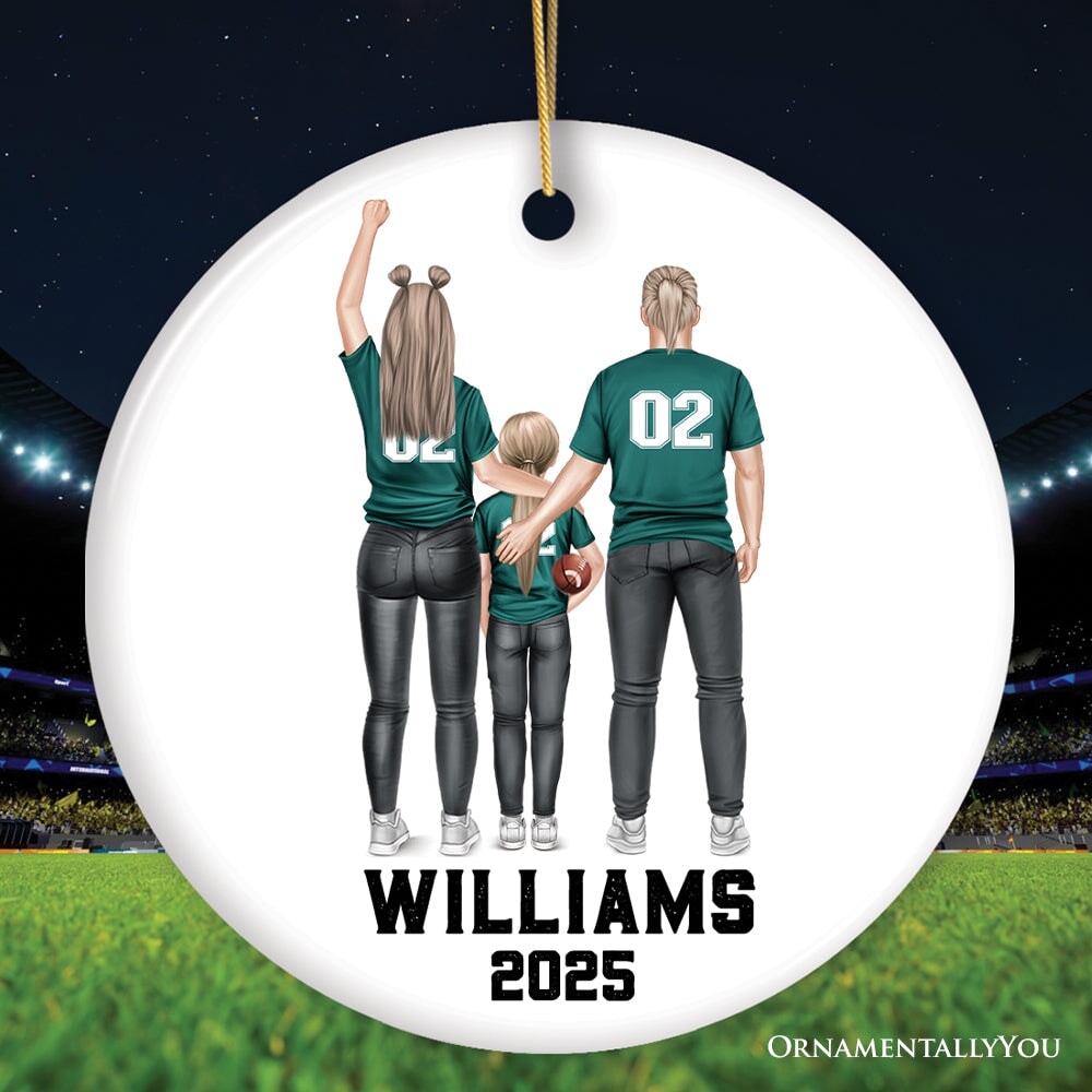 Personalized Football Family Ornament, Custom Christmas Gift