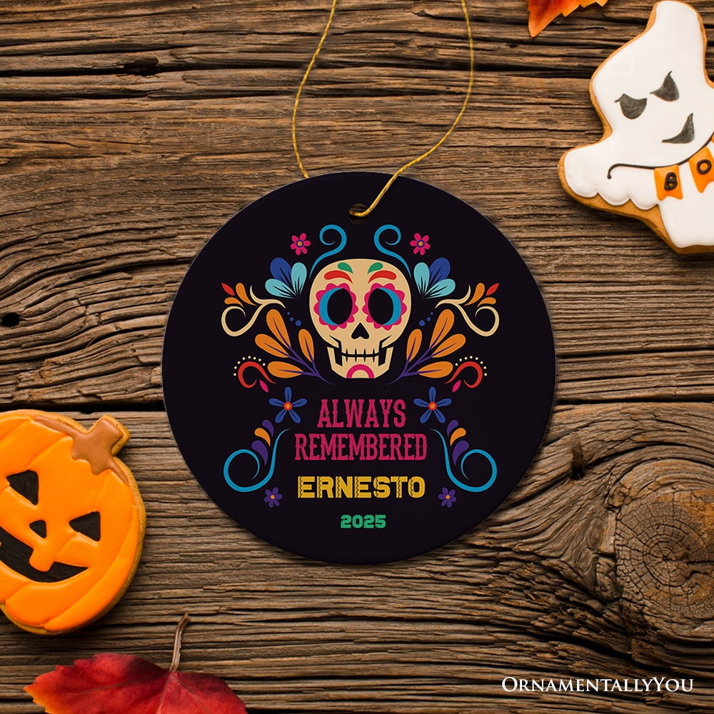 Colorful & Thoughtful Day of the Death Personalized Ornament, Mexican Skull Memorial Keepsake Gift