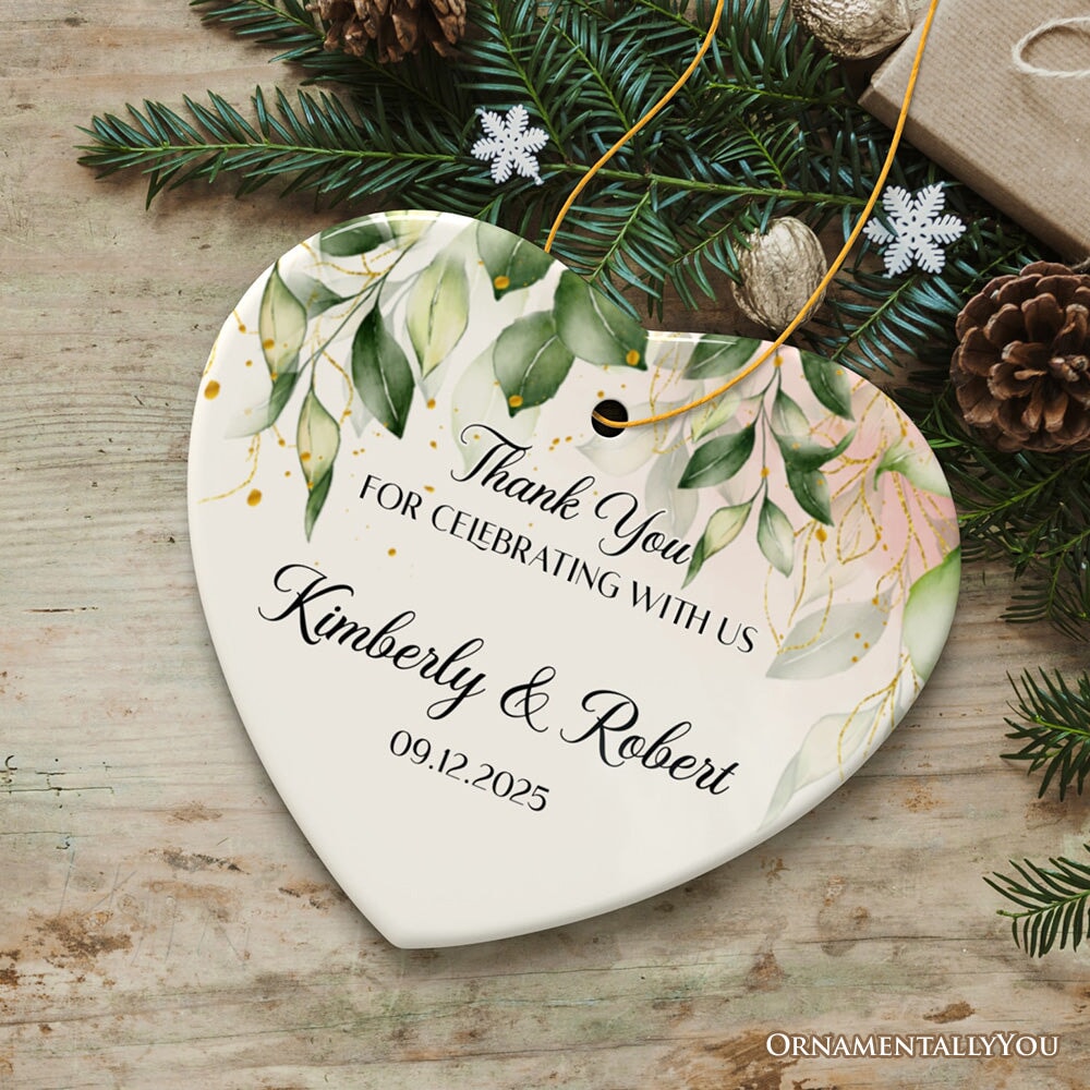 Elegant Wedding Favors Personalized Heart Ornament, Ideas for Guests, Small Christmas Souvenir