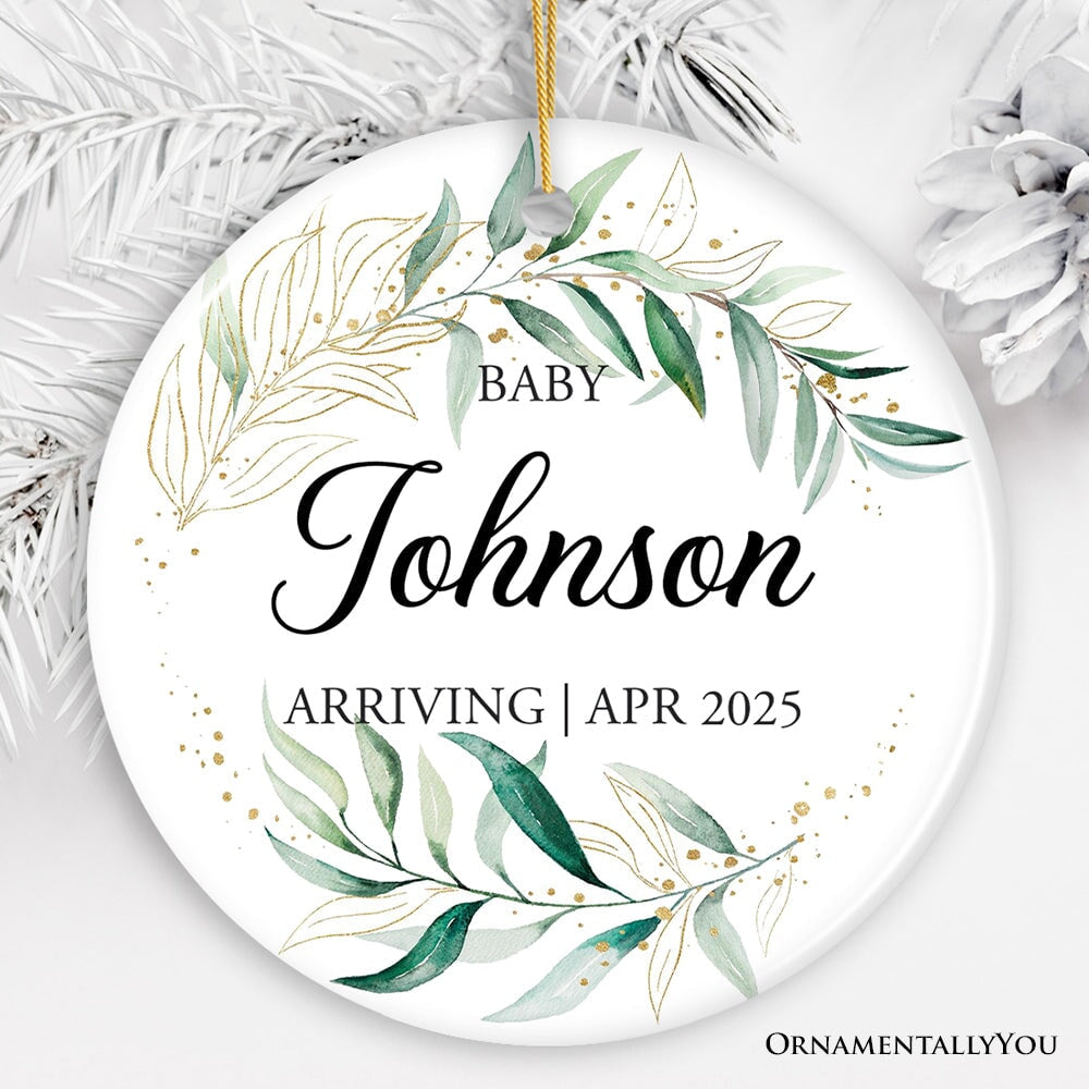 Baby Arriving Personalized Ornament, New Baby Announcement Keepsake Gift
