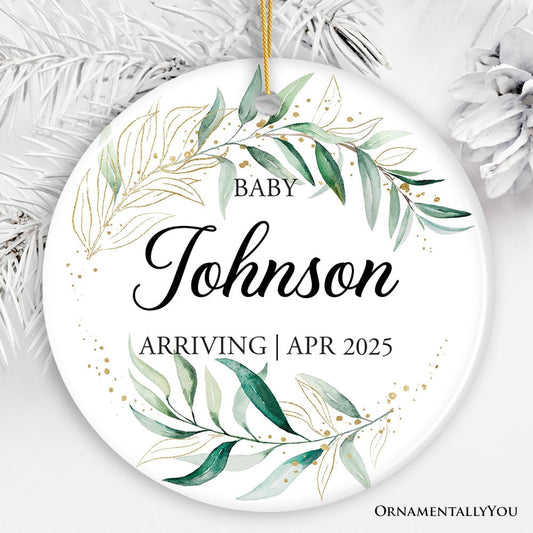 Baby Arriving Personalized Ornament, New Baby Announcement Keepsake Gift