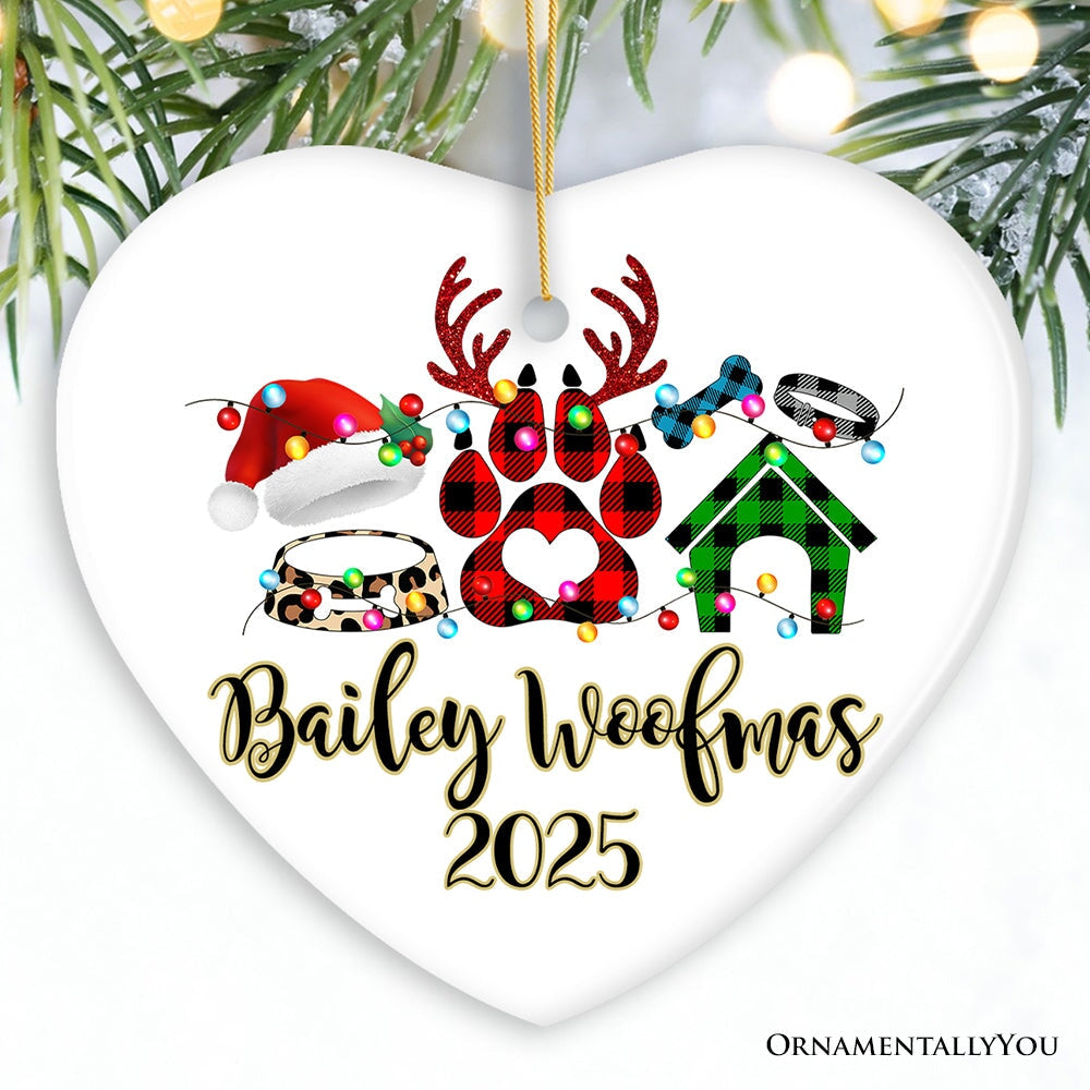 Personalized Dog Buffalo Plaid Leopard Merry Christmas Ornament, Dog Mom Gift
