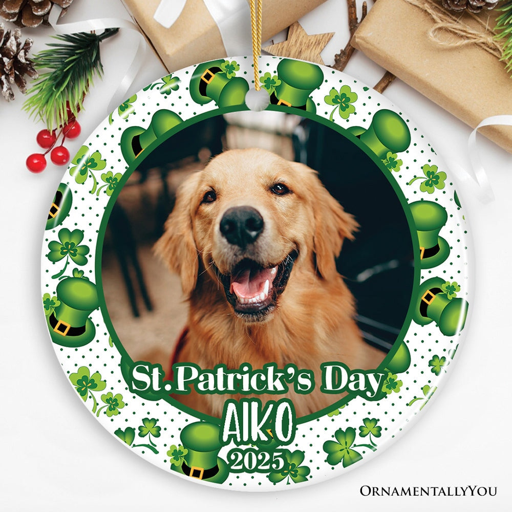 Personalized Photo Upload St. Patrick’s Ornament, Irish Small Tree Decoration and Gift