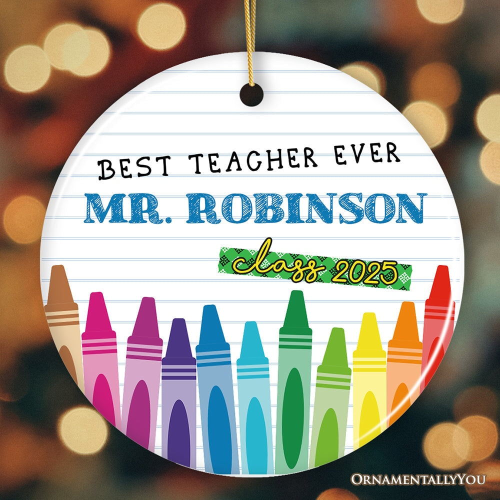 Best Teacher Ever Personalized Gift, Christmas Ornament with School Theme