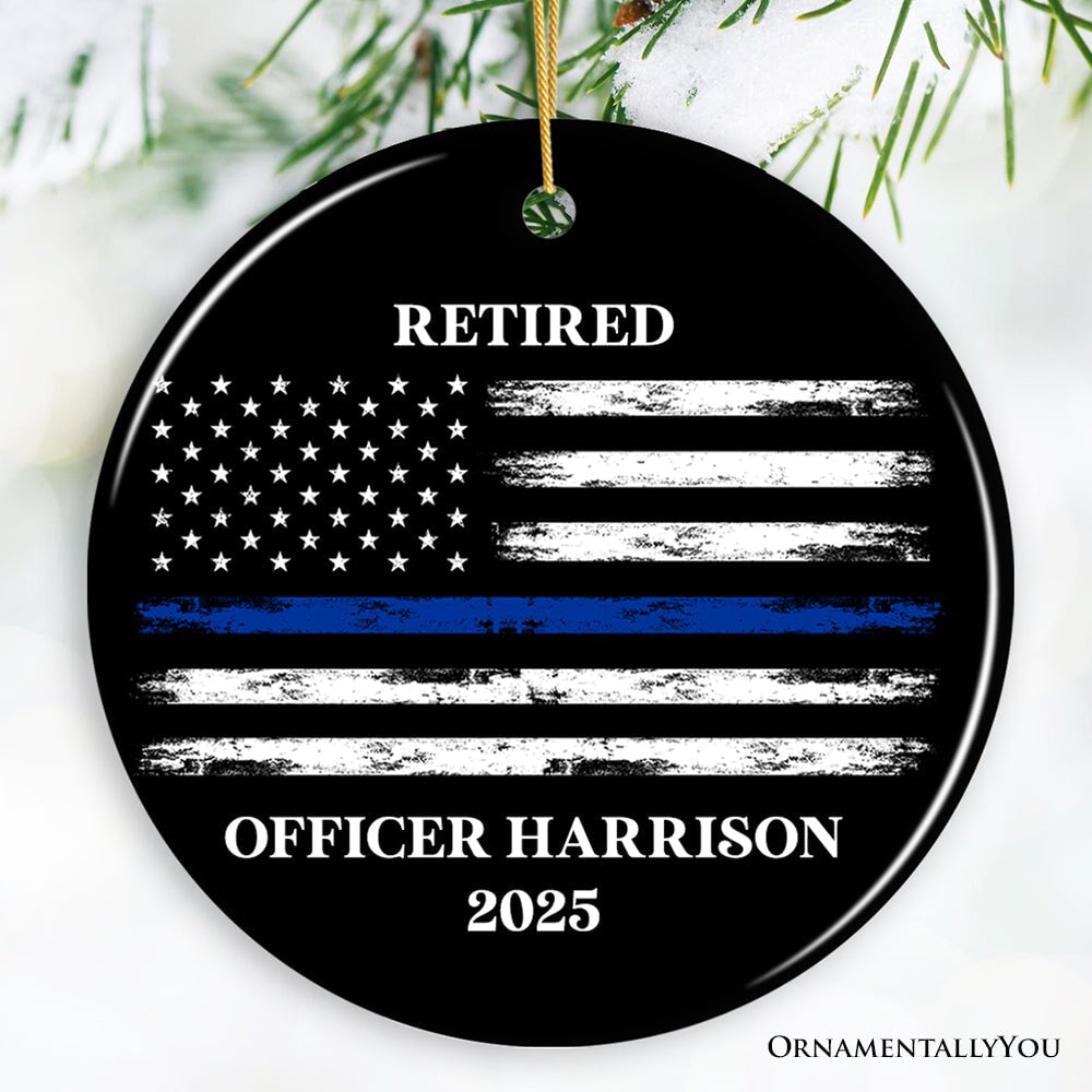 Personalized Retired Police Officer Ornament, Retiring Law Enforcement Cop Gift