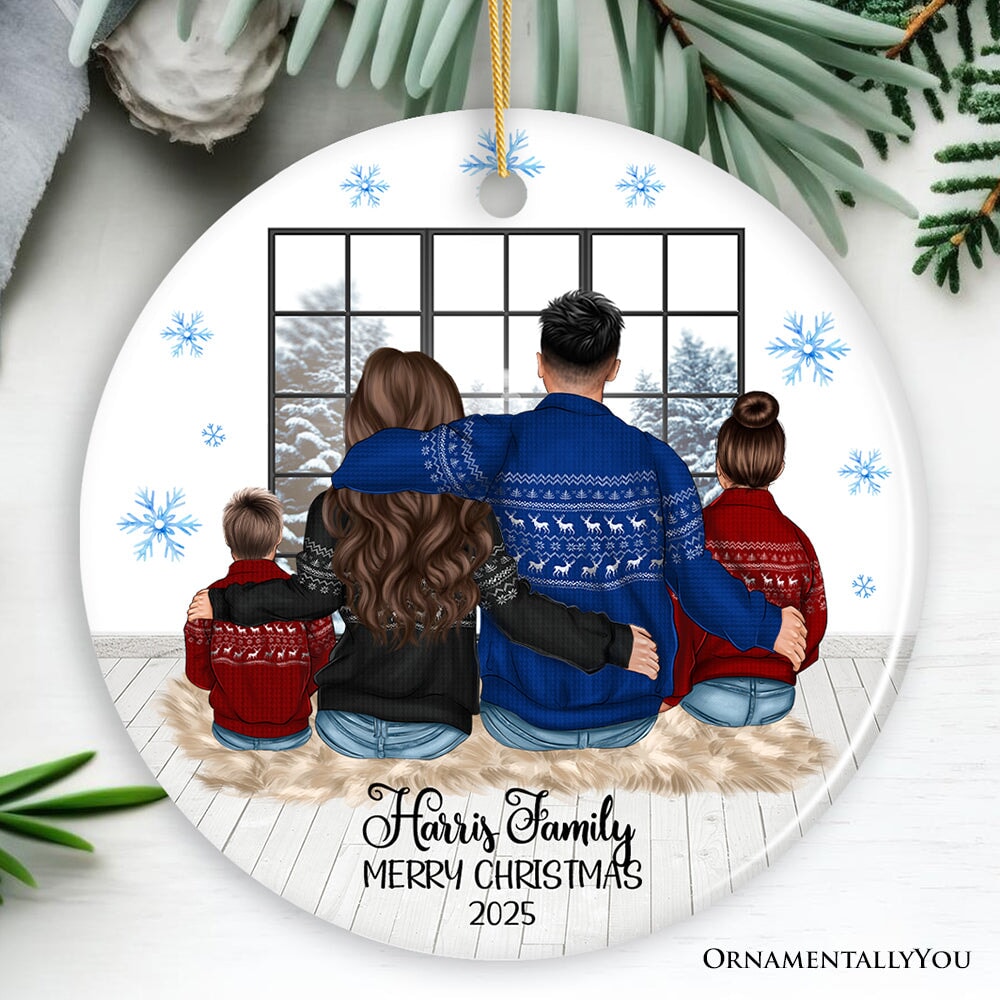 Family of Four Personalized Winter Theme Christmas Ornament