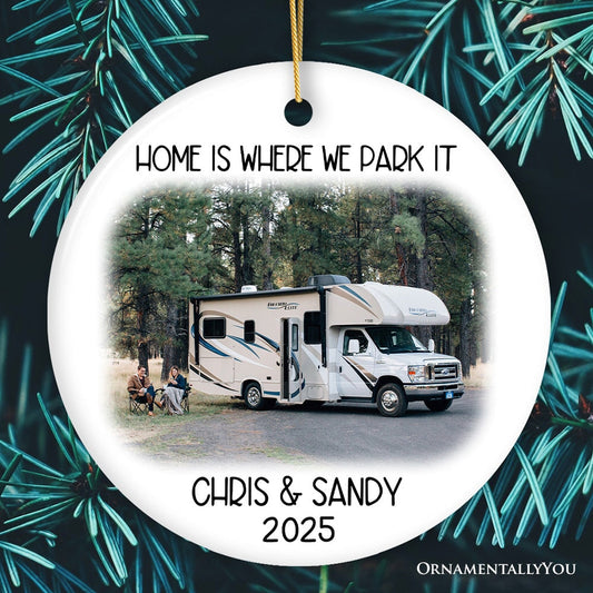 Camping Memory Photo Customized Ornament, Personalized Christmas Camper Gift