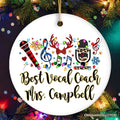 Personalized Singers Buffalo Plaid Leopard Merry Christmas Ornament, Microphone Gift