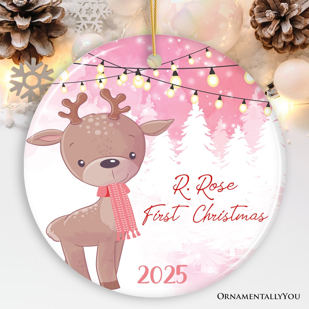 Baby Reindeer First Christmas Male and Female Personalized Ornament