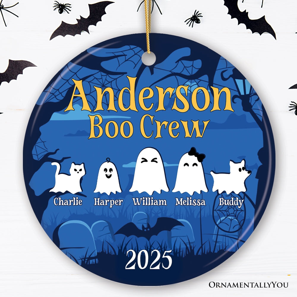 Halloween Ghost Family Members Personalized Ornament, Cute Boo Crew Gift, Spooky Season Home Decor