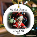 Custom Baby First Christmas Portrait Ornament, Personalized Uploaded Photo Gift