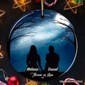 Forever in Love Personalized Silhouette Couple Ornament, Night Sky Stars and Moon