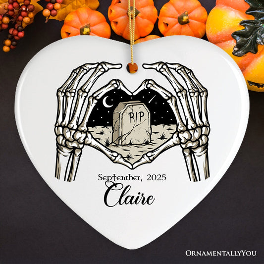 Rest In Peace Skeleton Keepsake Ornament, Halloween Themed Memorial Gift