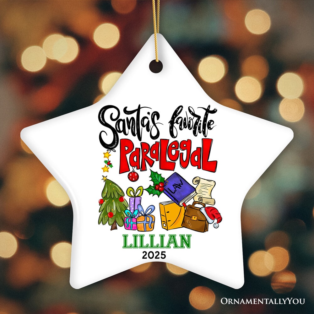Santa's Favorite Paralegal Custom Christmas Appreciation Ornament, Personalized Legal Support Gift