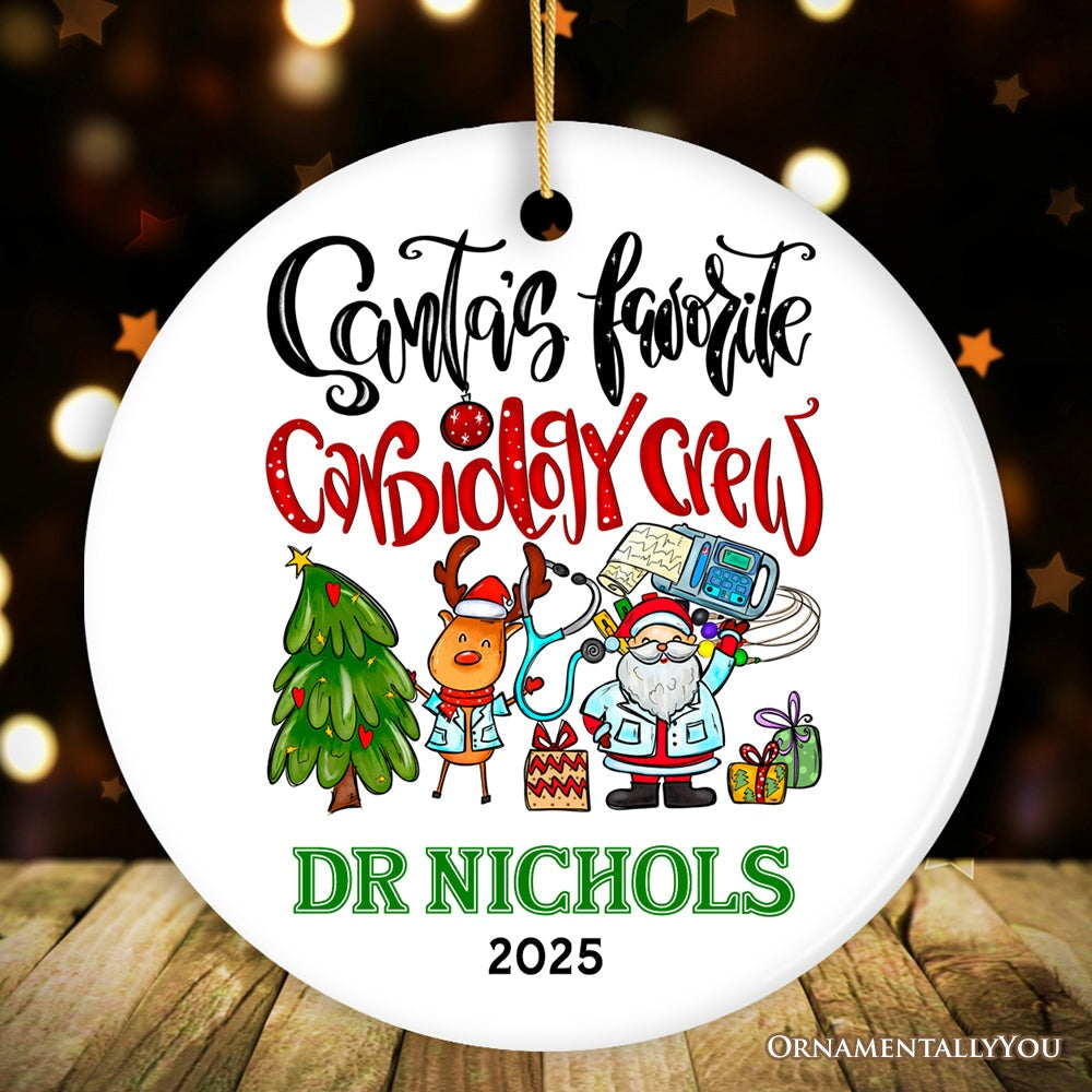 Santa's Favorite Cardiology Crew Personalized Christmas Ornament, Heart Health Teamwork Appreciation Gift