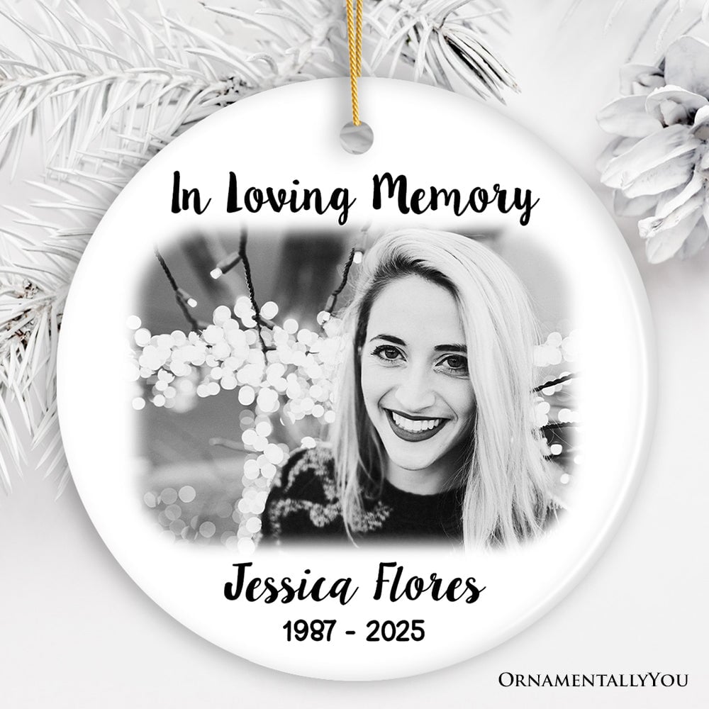 Personalized Memorial Photo Upload Ornament, In Loving Memory Death of a Loved One