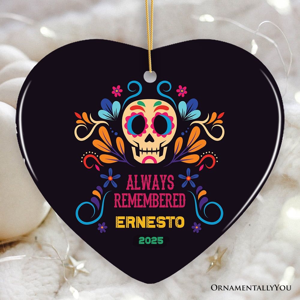 Colorful & Thoughtful Day of the Death Personalized Ornament, Mexican Skull Memorial Keepsake Gift