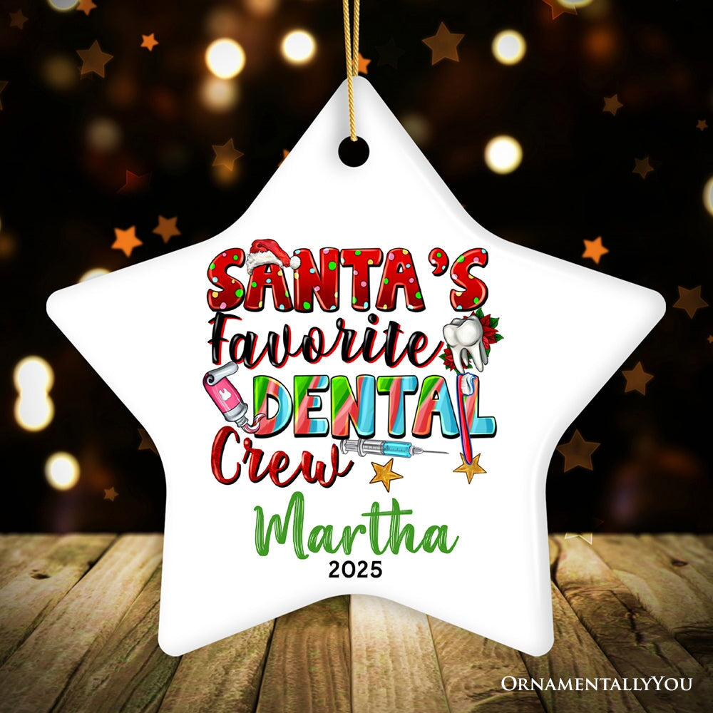 Santa’s Favorite Dental Crew Personalized Christmas Ornament, Custom Dentist Office Staff Gift