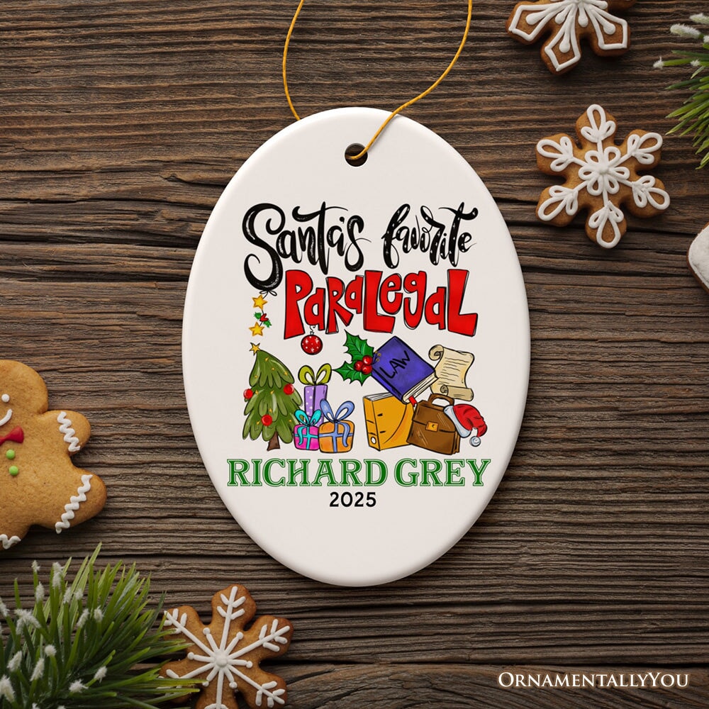 Santa's Favorite Paralegal Custom Christmas Appreciation Ornament, Personalized Legal Support Gift