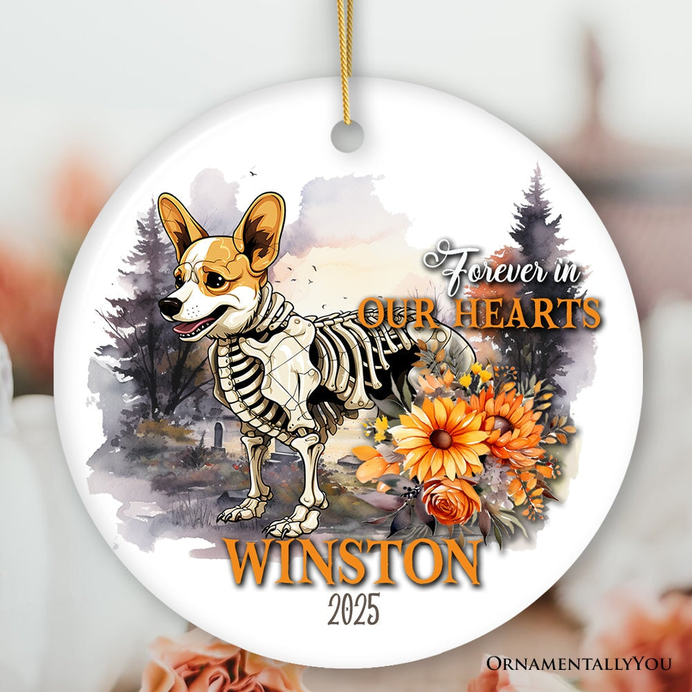 Thoughtful & Personalized Pet Memorial Keepsake Ornament, Forever in Our Hearts Skeleton Dog Custom Gift