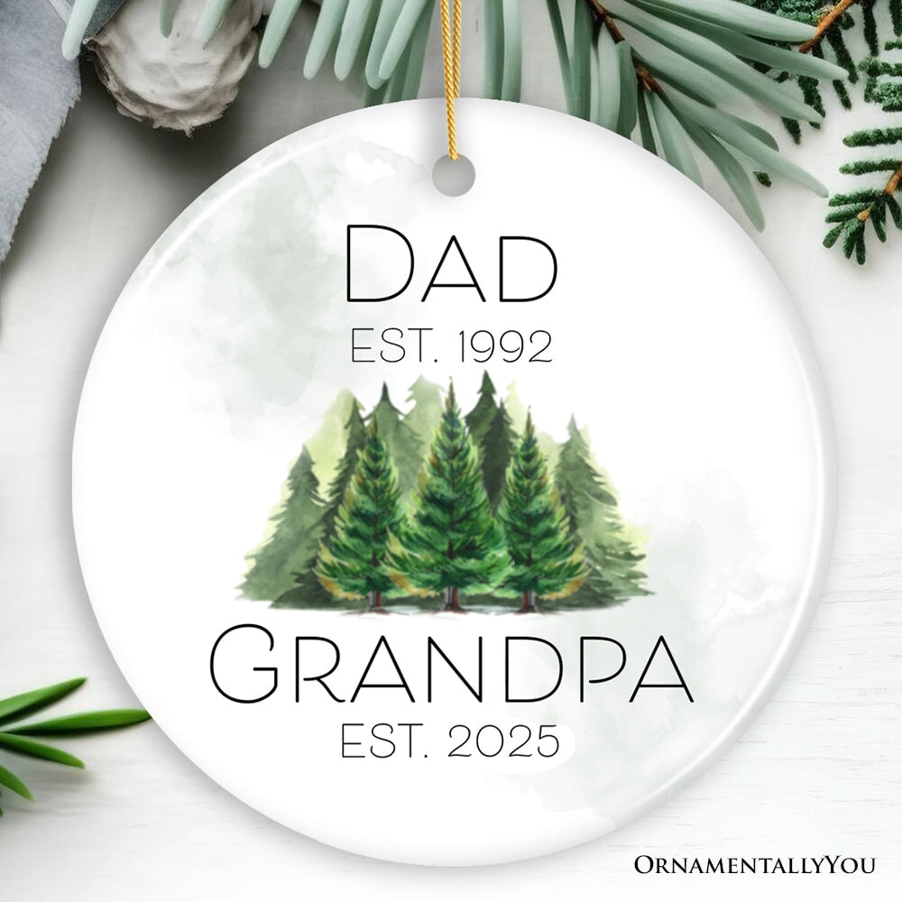 Personalized Ornament For New Grandpa, Promoted Dad to Grandfather Gift With Custom Date