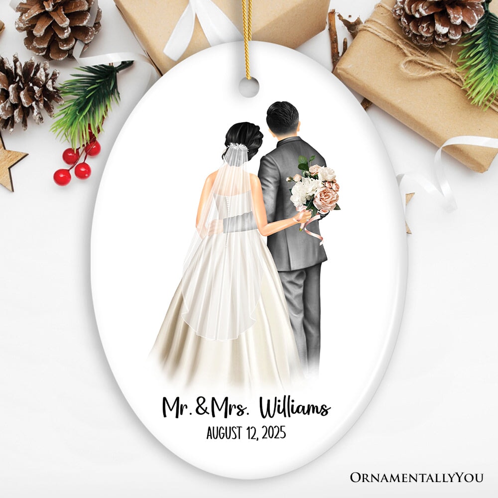 Bride and Groom Wedding Married Couple Gift Ornament Personalized