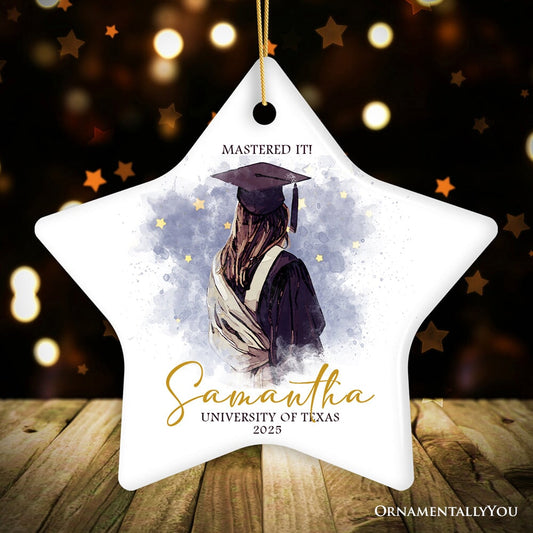 Artistic Graduation Gift Personalized Christmas Ornament, Watercolor Art Style Student