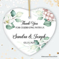 Elegant Wedding Favors Personalized Heart Ornament, Ideas for Guests, Small Christmas Souvenir