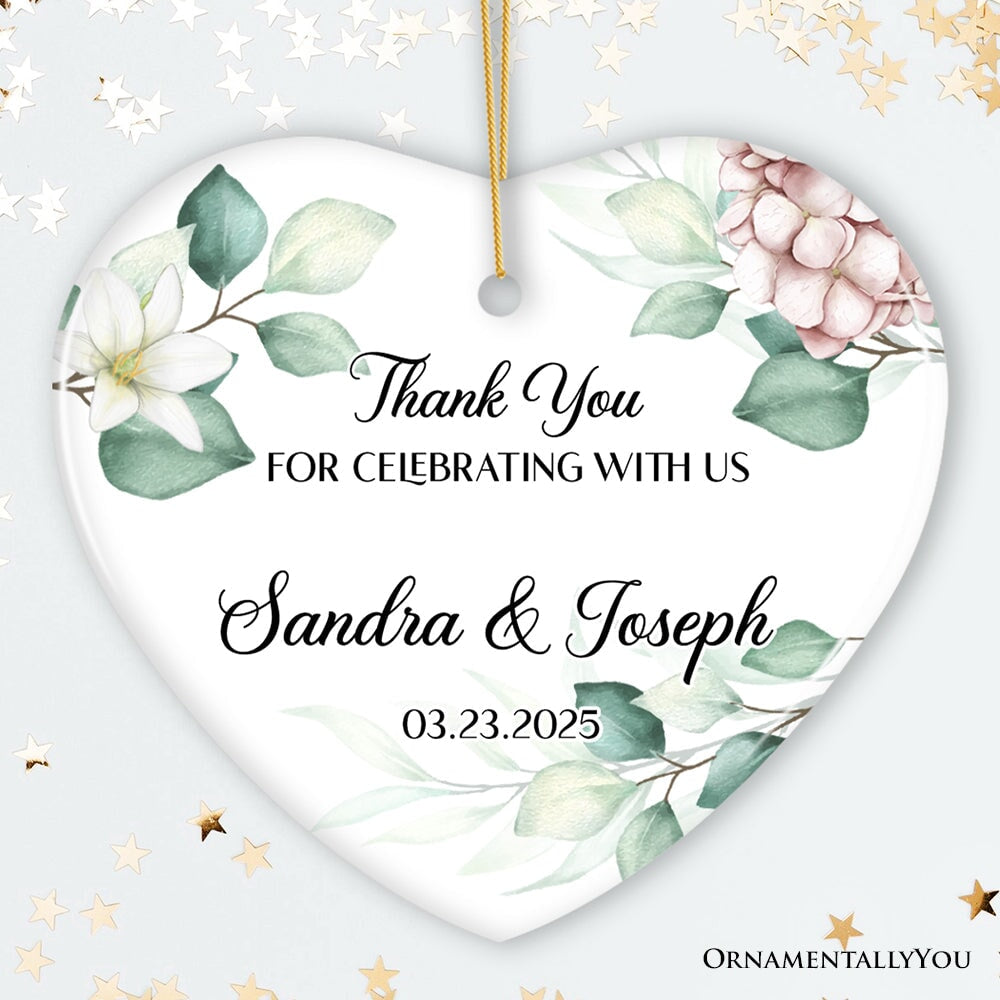 Elegant Wedding Favors Personalized Heart Ornament, Ideas for Guests, Small Christmas Souvenir