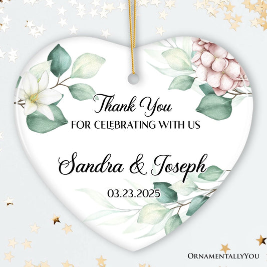 Elegant Wedding Favors Personalized Heart Ornament, Ideas for Guests, Small Christmas Souvenir