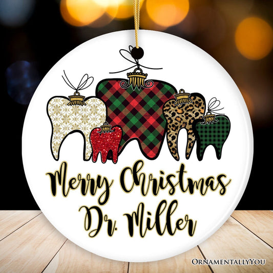 Dentist Buffalo Plaid  Personalized Christmas Ornament, Funny Dental Student Gift