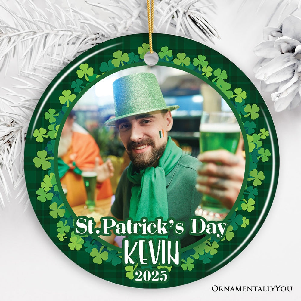 Personalized Photo Upload St. Patrick’s Ornament, Irish Small Tree Decoration and Gift