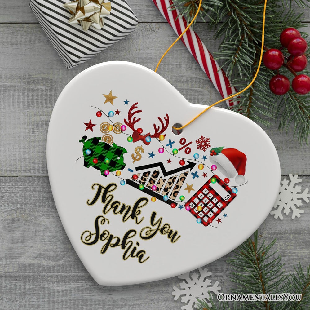 Personalized Finance Professional Buffalo Plaid Christmas Ornament, Custom Accountant and Financial Advisor Gift